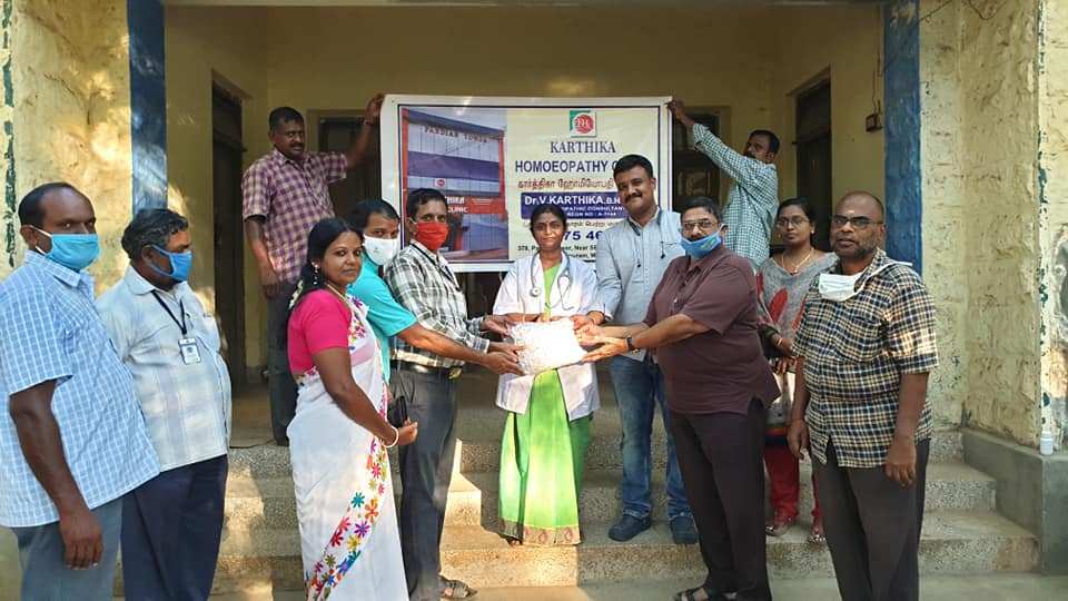 We distributed free (Ars Alb 30 C) Immune Booster medicine for 600 families at Madurai Collector’s office